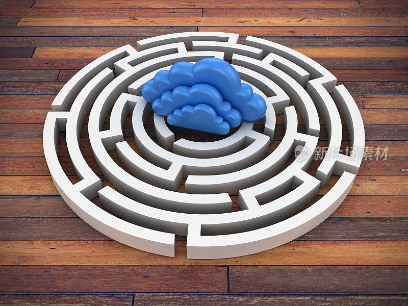 圆形迷宫与云计算- 3D渲染